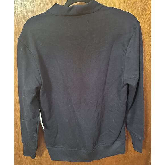 NWT PUBLIC DRIP NAVY FRENCH TERRY BUTTON UP "P" CARDIGAN; SIZE S - Picture 3 of 4